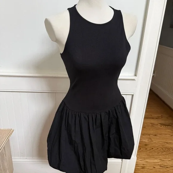 MNG Black Sleeveless Bubble Hem Dress Women's Size S EUR 4 - Picture 2 of 7